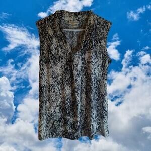 Dana Buchman Large sleeveless multicolor polyester blend stretch spring top